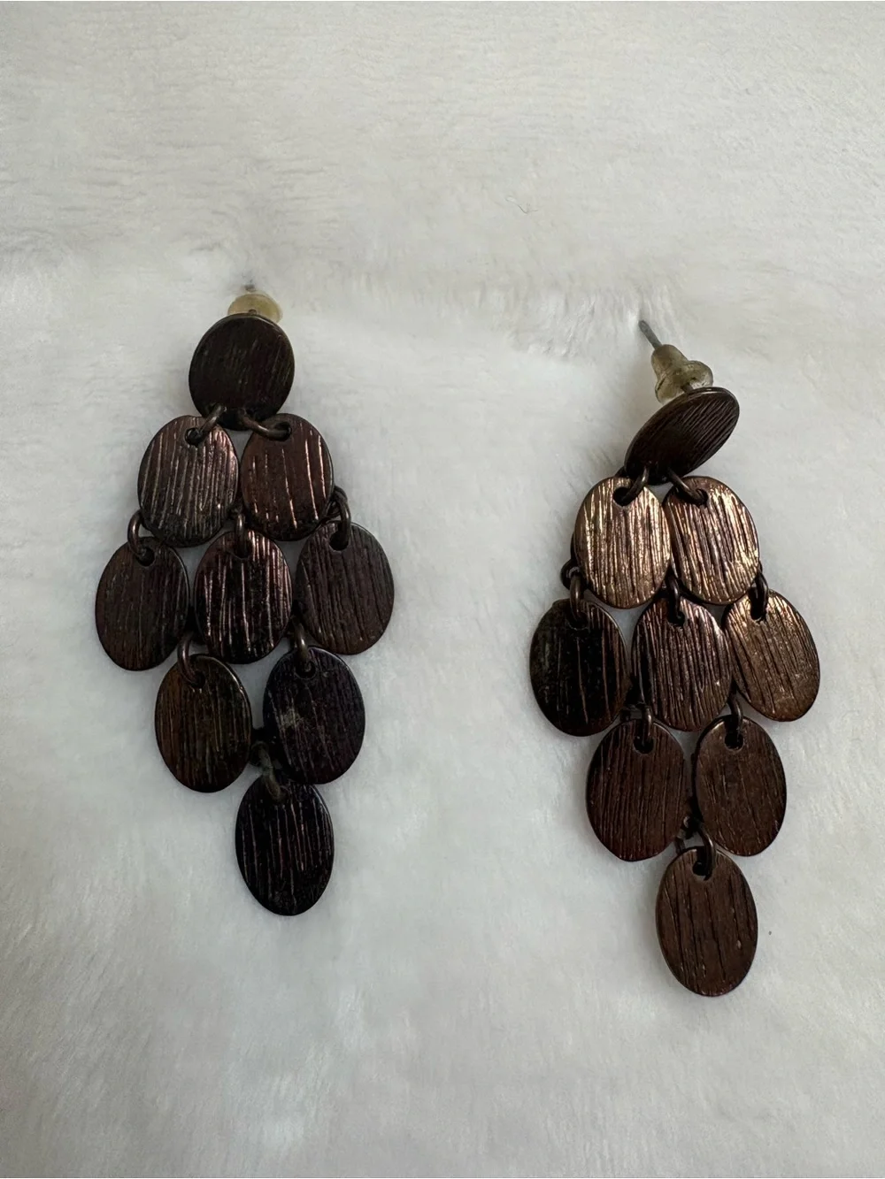 Cooper / Metallic Disc Drop Earrings